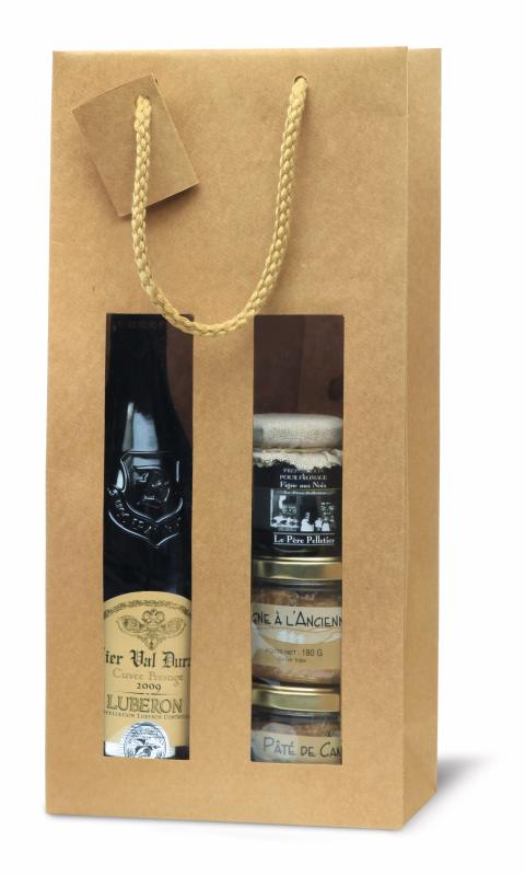 Torebka z okienkiem Pure Line w kolorze naturalnym na 2 butelki