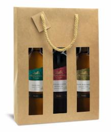 Torebka z okienkiem Pure Line w kolorze naturalnym na 3 butelki